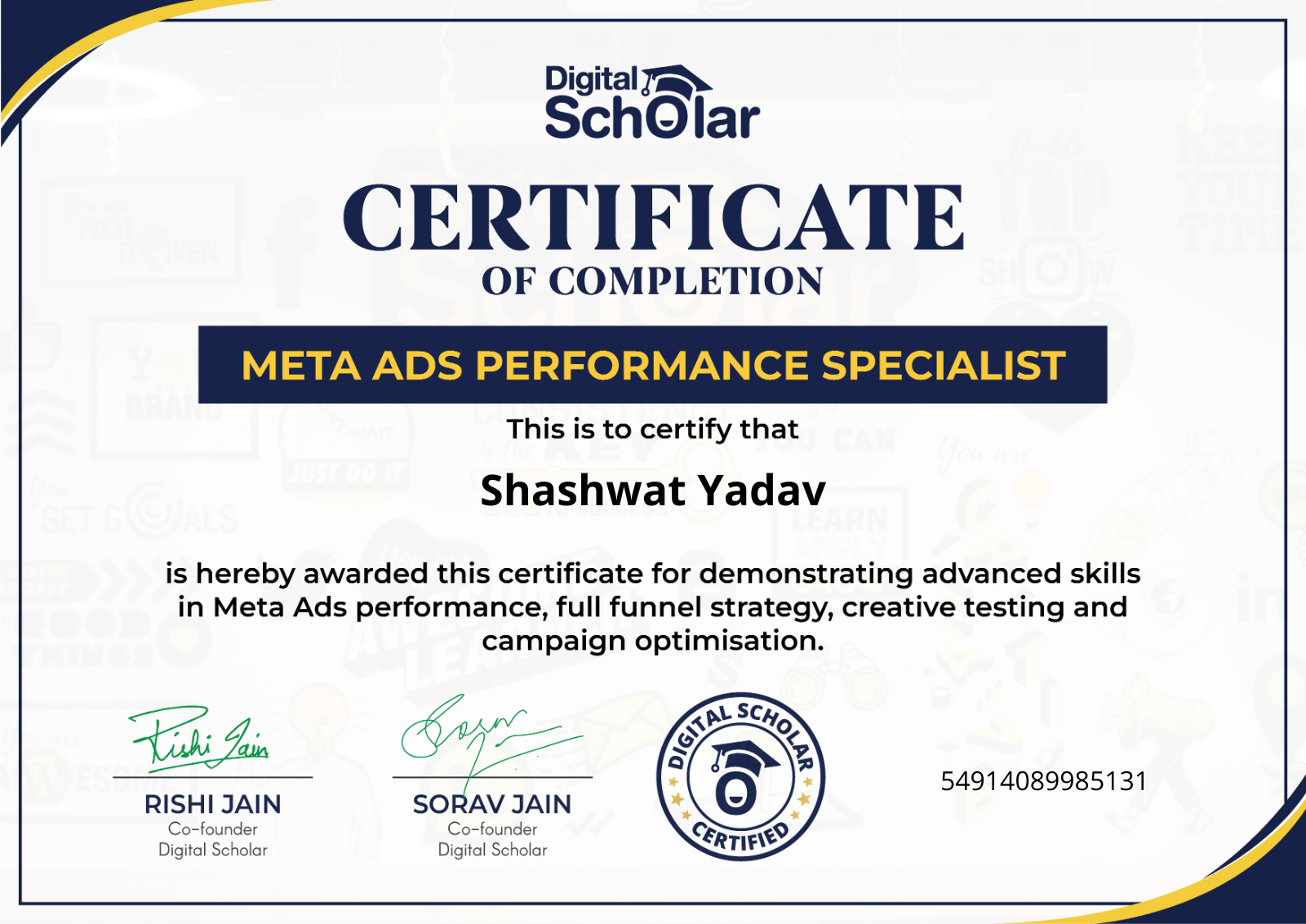 Meta Ads Performance Specialist certificate